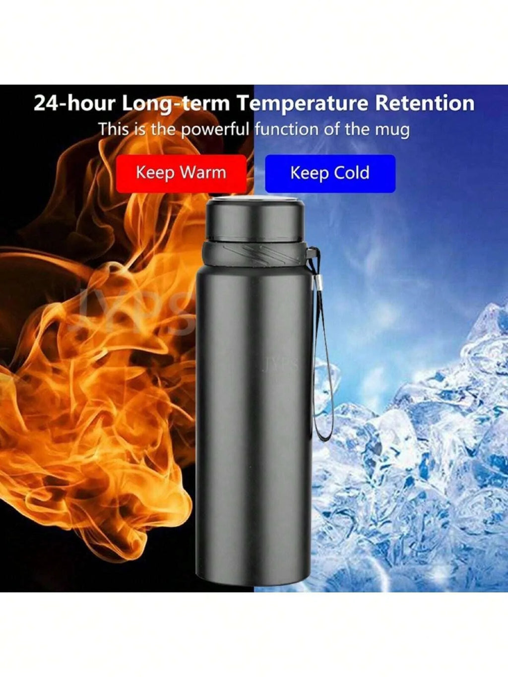 Botella de agua termo de 1 l, botella de agua fría y caliente para agua, té, café, termos, botella de acero inoxidable